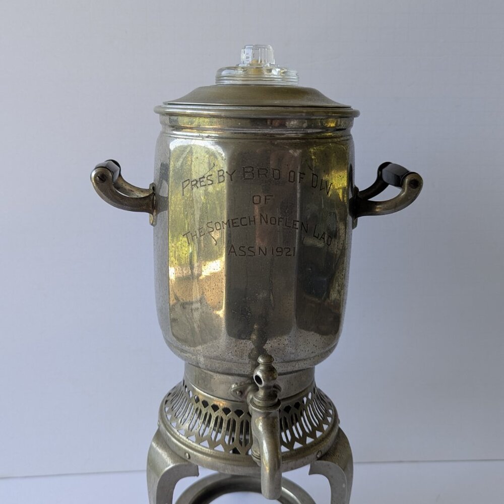 Antique Coffee Percolator Somech Noflen Ladies Association Hebrew 1921 - Picture 3 of 16